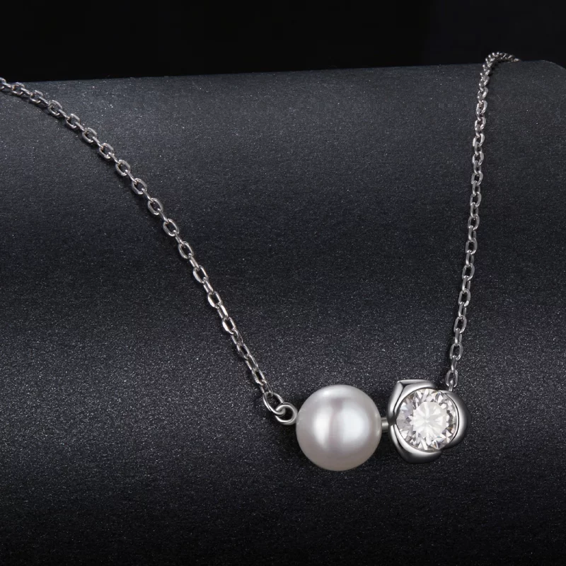 (image pour) Collier Rose en Moissanite Style PANDORA (avec un certificat) - MSN040 - Afficher 2
