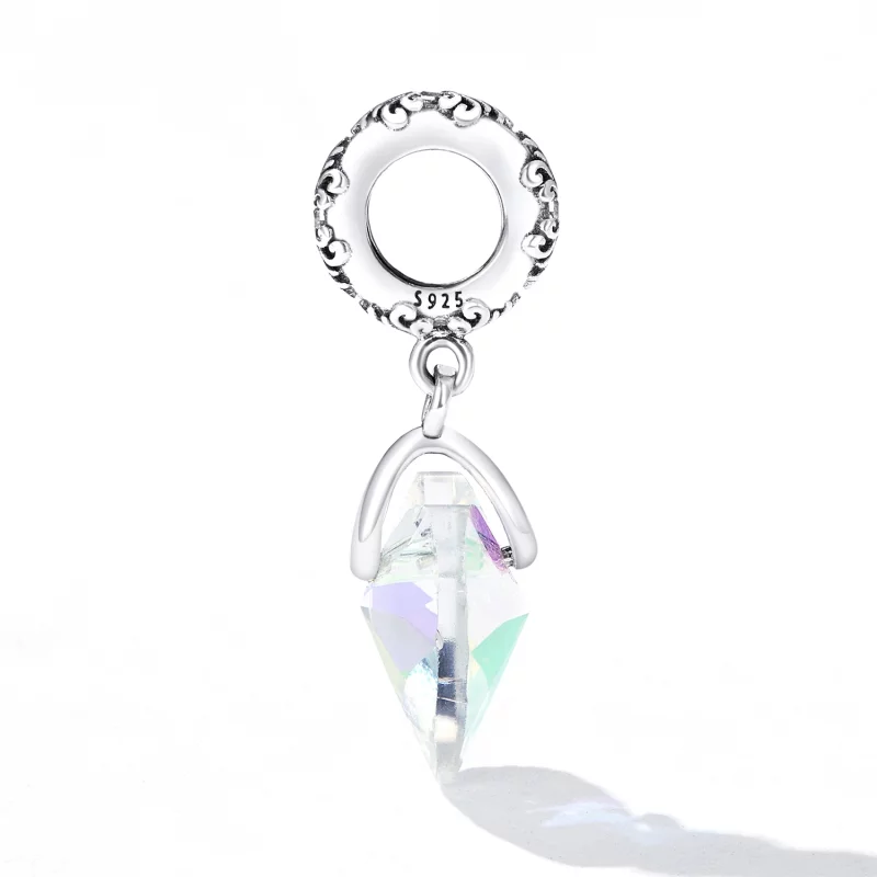 (image pour) Cœur en Verre Suspendu Style PANDORA - BSC602 - Afficher 3