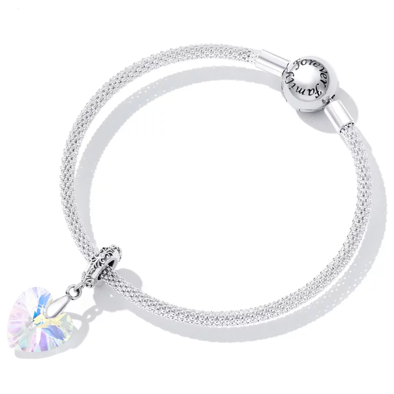(image pour) Cœur en Verre Suspendu Style PANDORA - BSC602 - Afficher 5