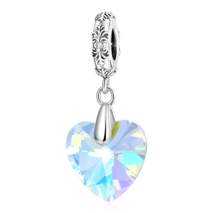 Cœur en Verre Suspendu Style PANDORA - BSC602 (image pour) Cœur en Verre Suspendu Style PANDORA - BSC602