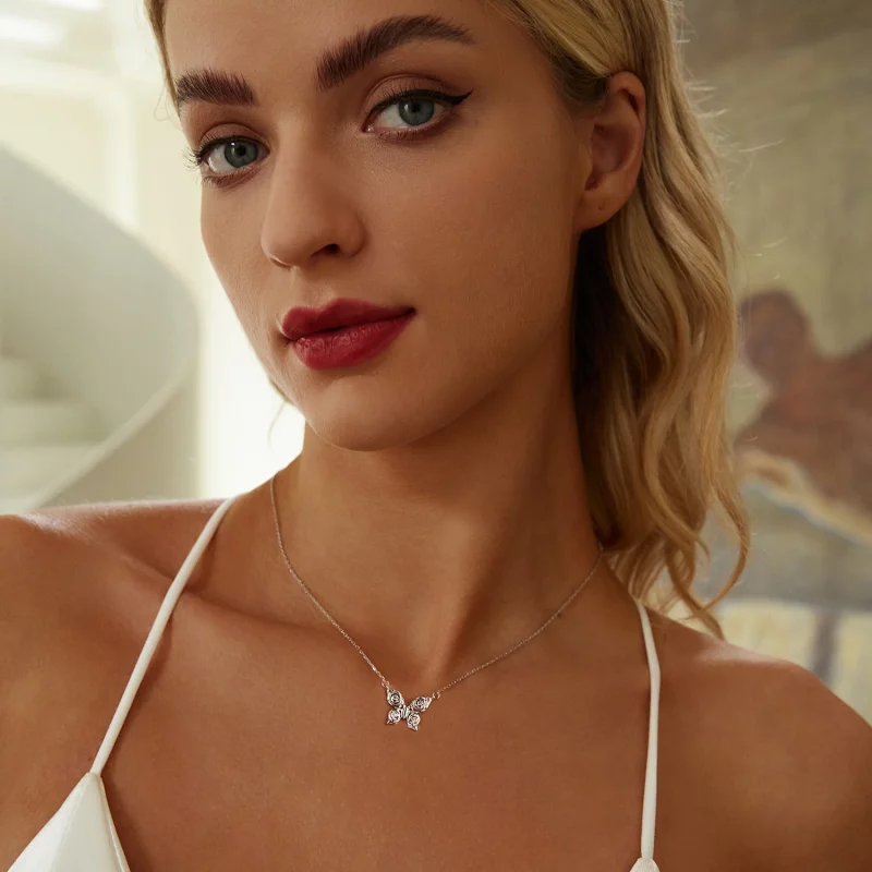 (image pour) PANDORA Collier Papillon Rose - BSN396 - Afficher 6