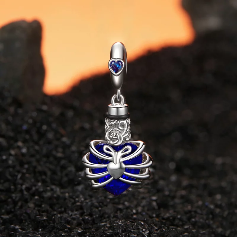 (image pour) PANDORA Cœur Bleu Memorial Rose Suspendu - BSC1058-BU - Afficher 2