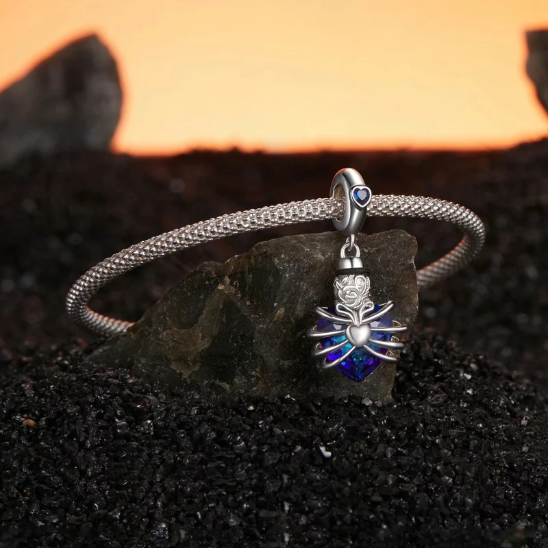 (image pour) PANDORA Cœur Bleu Memorial Rose Suspendu - BSC1058-BU - Afficher 3