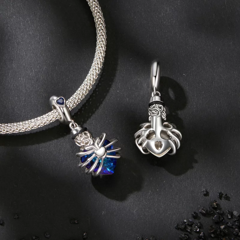 (image pour) PANDORA Cœur Bleu Memorial Rose Suspendu - BSC1058-BU - Afficher 4