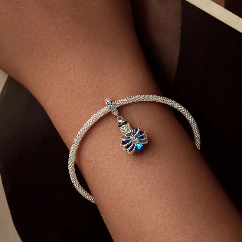 (image pour) PANDORA Cœur Bleu Memorial Rose Suspendu - BSC1058-BU - Afficher 5
