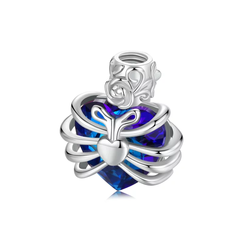(image pour) PANDORA Cœur Bleu Memorial Rose Suspendu - BSC1058-BU - Afficher 6
