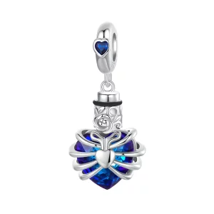 (image pour) PANDORA Cœur Bleu Memorial Rose Suspendu - BSC1058-BU