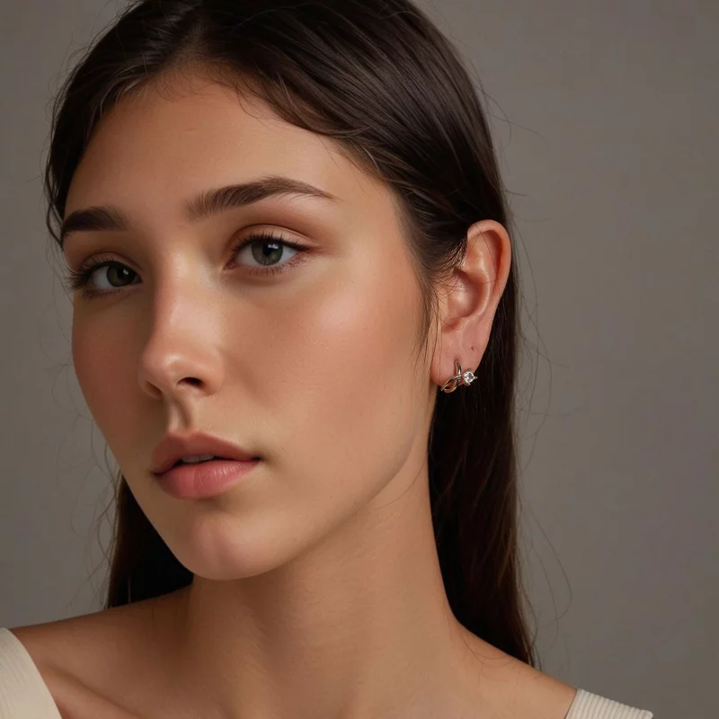 (image pour) PANDORA Style Boucles d'oreille à double couche en zirconium carré - BSE1052 - Afficher 7