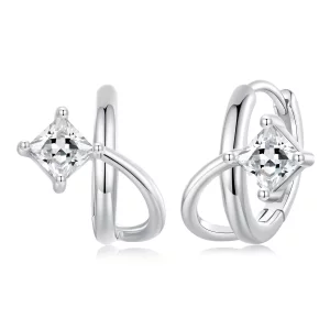 (image pour) PANDORA Style Boucles d'oreille à double couche en zirconium carré - BSE1052