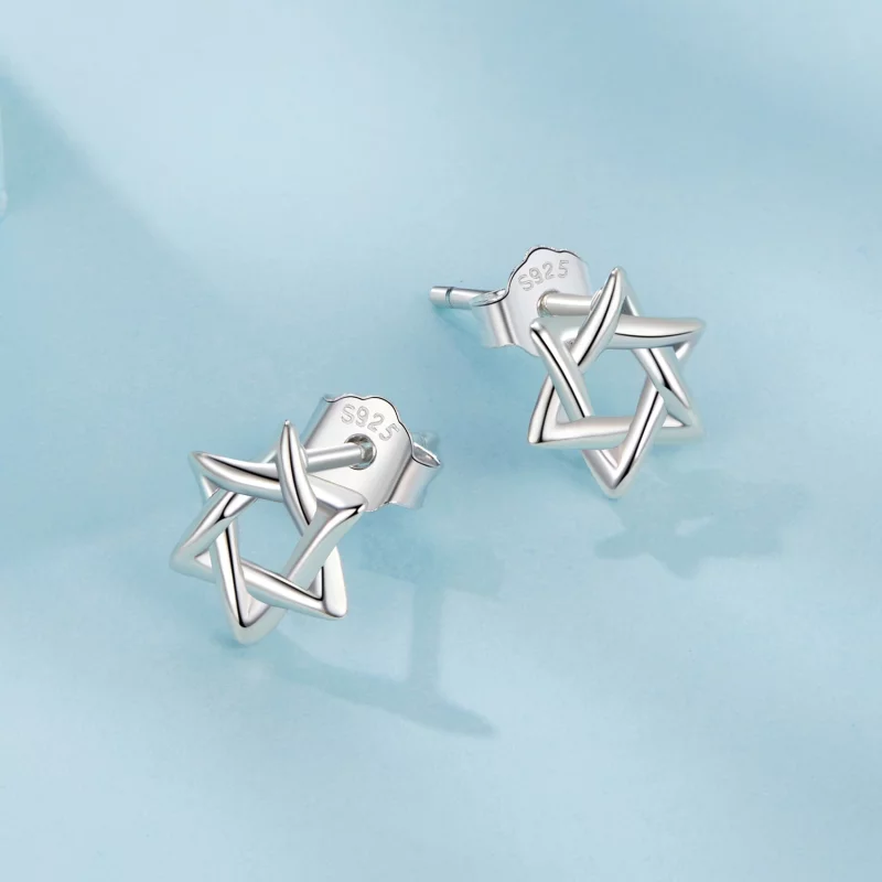 (image pour) PANDORA Style Boucles d'oreille étoile à six branches - SCE1809 - Afficher 3