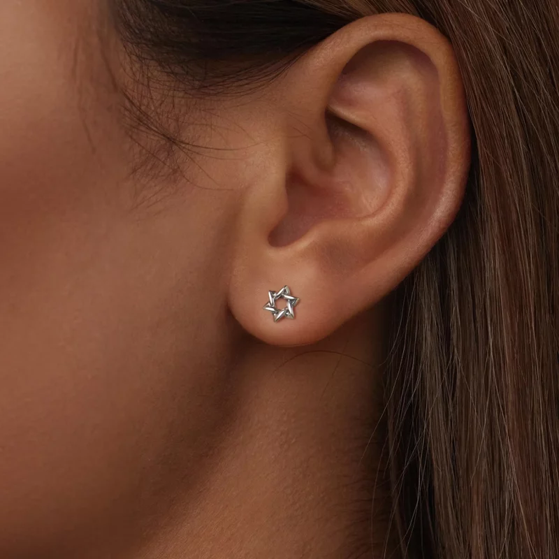 (image pour) PANDORA Style Boucles d'oreille étoile à six branches - SCE1809 - Afficher 6