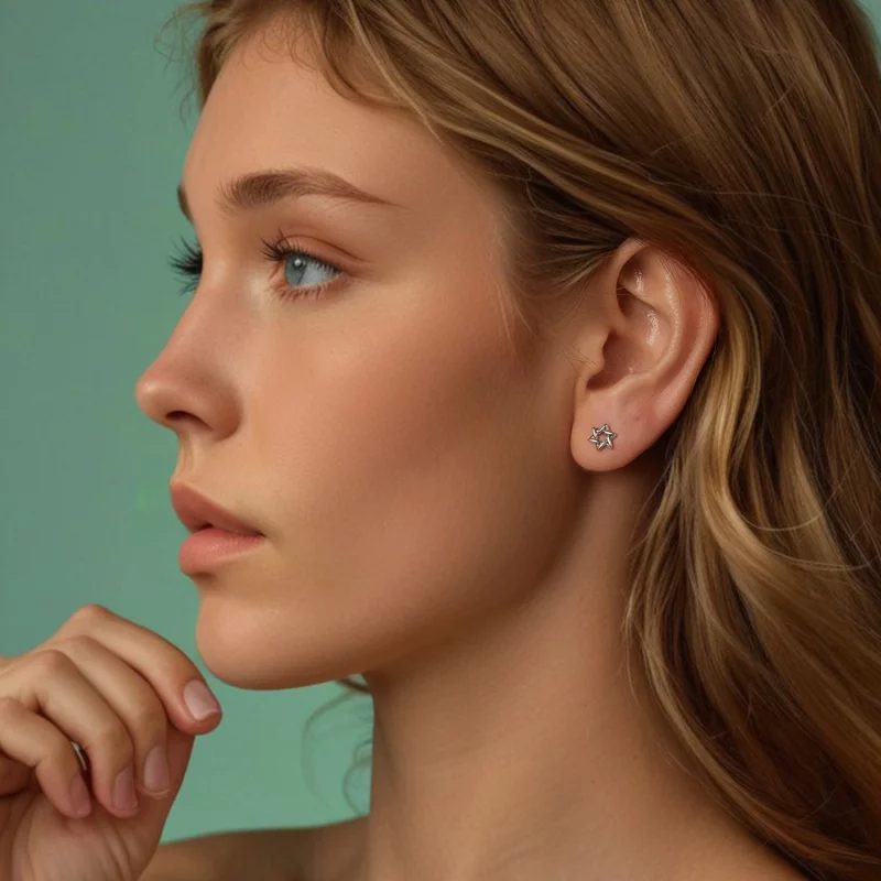 (image pour) PANDORA Style Boucles d'oreille étoile à six branches - SCE1809 - Afficher 8