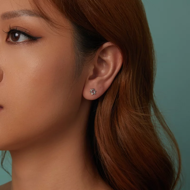(image pour) PANDORA Style Boucles d'oreille étoile à six branches - SCE1809 - Afficher 9