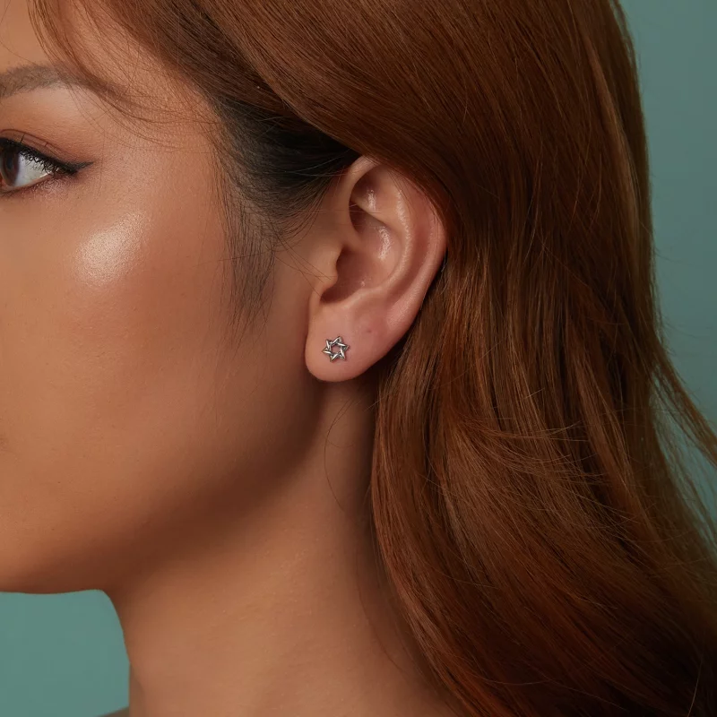 (image pour) PANDORA Style Boucles d'oreille étoile à six branches - SCE1809 - Afficher 10