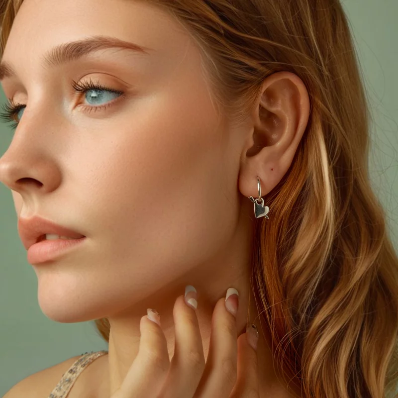 (image pour) PANDORA Style Boucles d'oreilles Cœur transpercé - BSE1082 - Afficher 7
