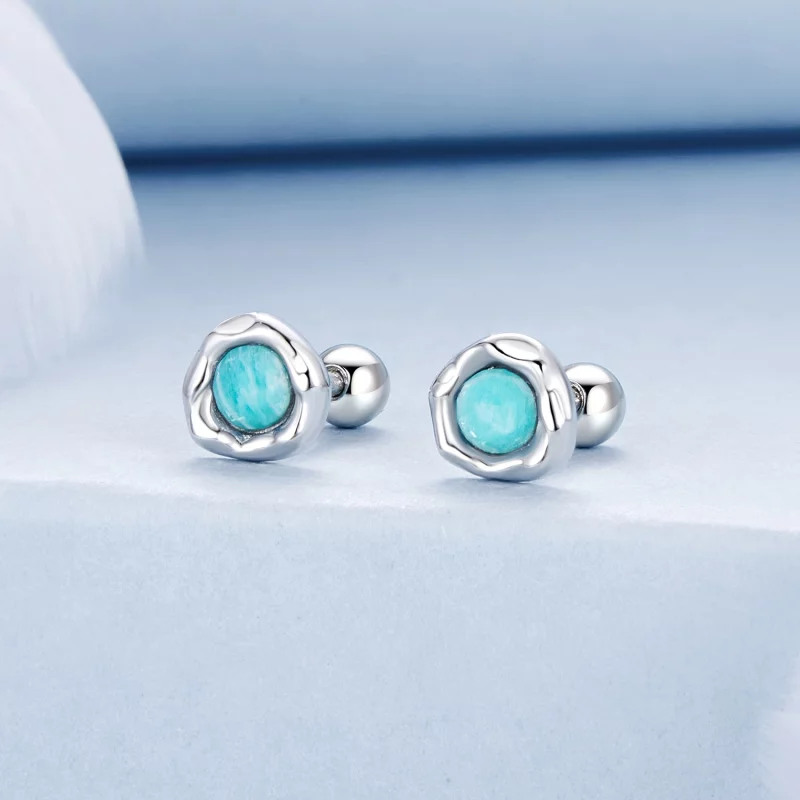 (image pour) PANDORA Style Boucles d'oreilles en Amazonite - BSE1056 - Afficher 2