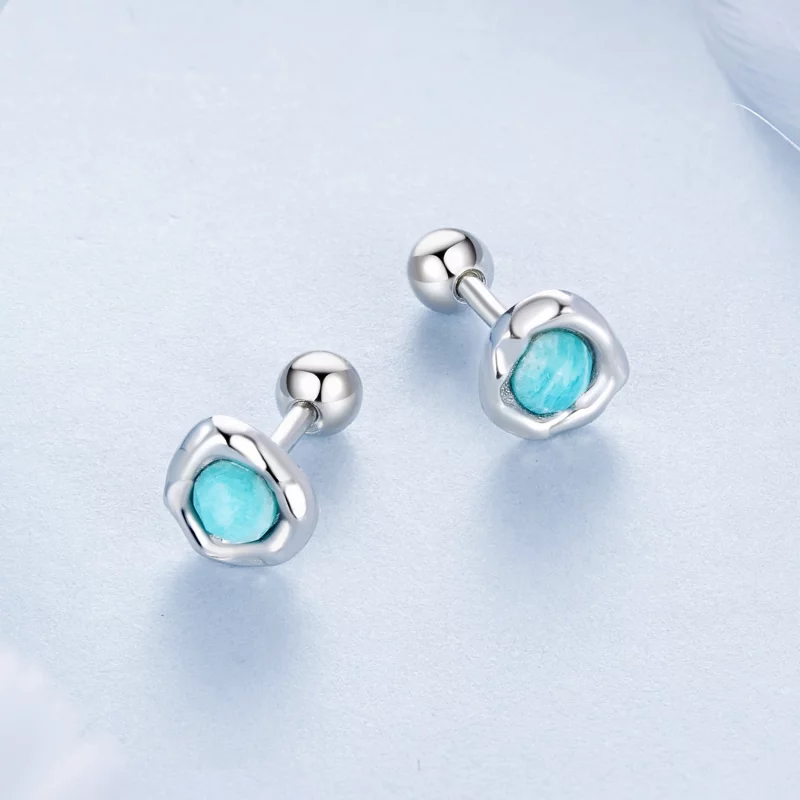(image pour) PANDORA Style Boucles d'oreilles en Amazonite - BSE1056 - Afficher 3