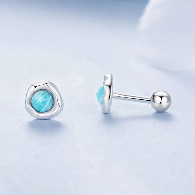 (image pour) PANDORA Style Boucles d'oreilles en Amazonite - BSE1056 - Afficher 4