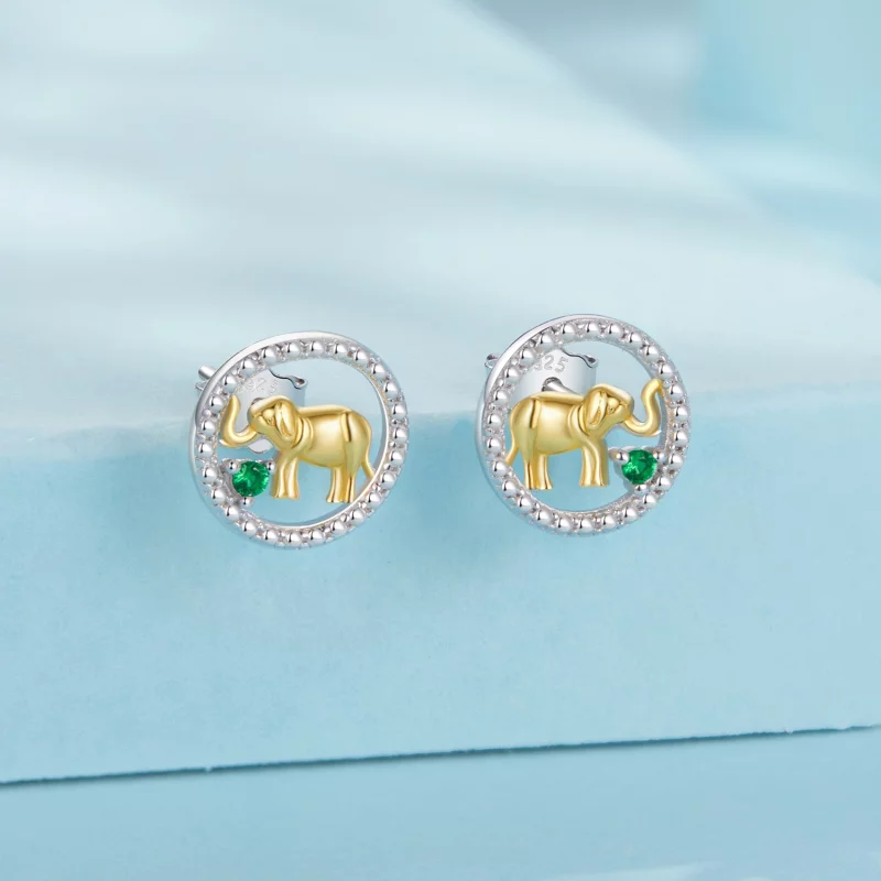 (image pour) PANDORA Style Boucles d'oreilles éléphant en or - SCE1794 - Afficher 2