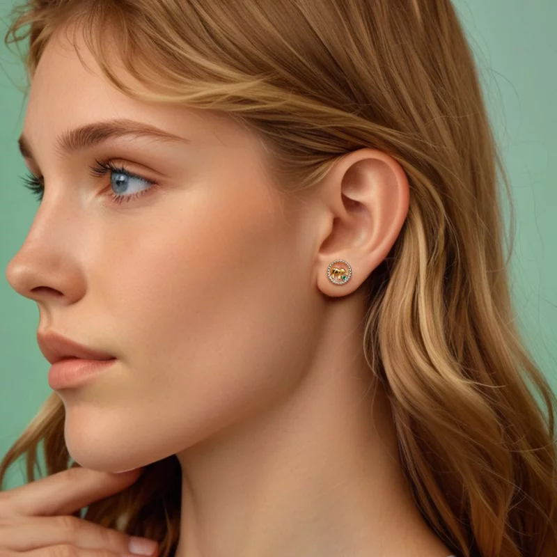 (image pour) PANDORA Style Boucles d'oreilles éléphant en or - SCE1794 - Afficher 8