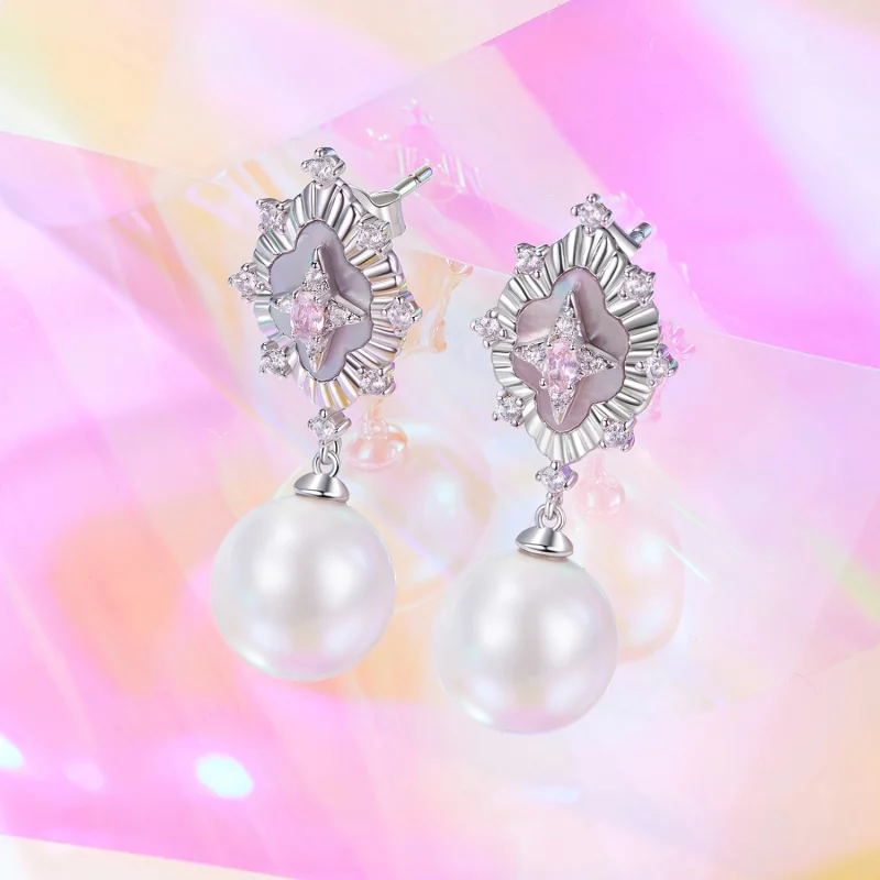 (image pour) PANDORA Style Boucles d'oreilles rose poudre étoilé - YIE246 - Afficher 2