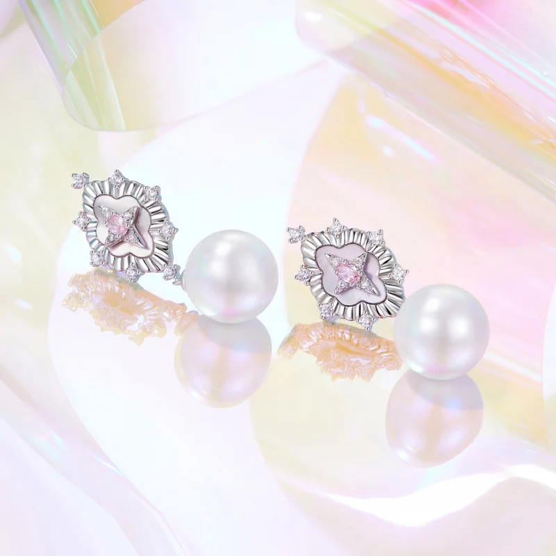 (image pour) PANDORA Style Boucles d'oreilles rose poudre étoilé - YIE246 - Afficher 3