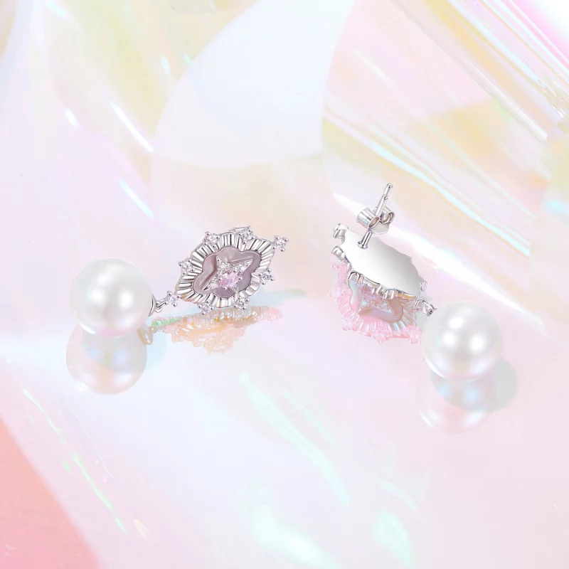 (image pour) PANDORA Style Boucles d'oreilles rose poudre étoilé - YIE246 - Afficher 4