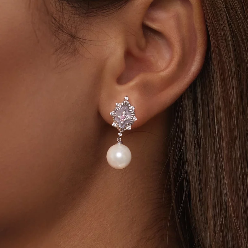 (image pour) PANDORA Style Boucles d'oreilles rose poudre étoilé - YIE246 - Afficher 6