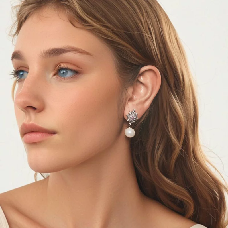 (image pour) PANDORA Style Boucles d'oreilles rose poudre étoilé - YIE246 - Afficher 7