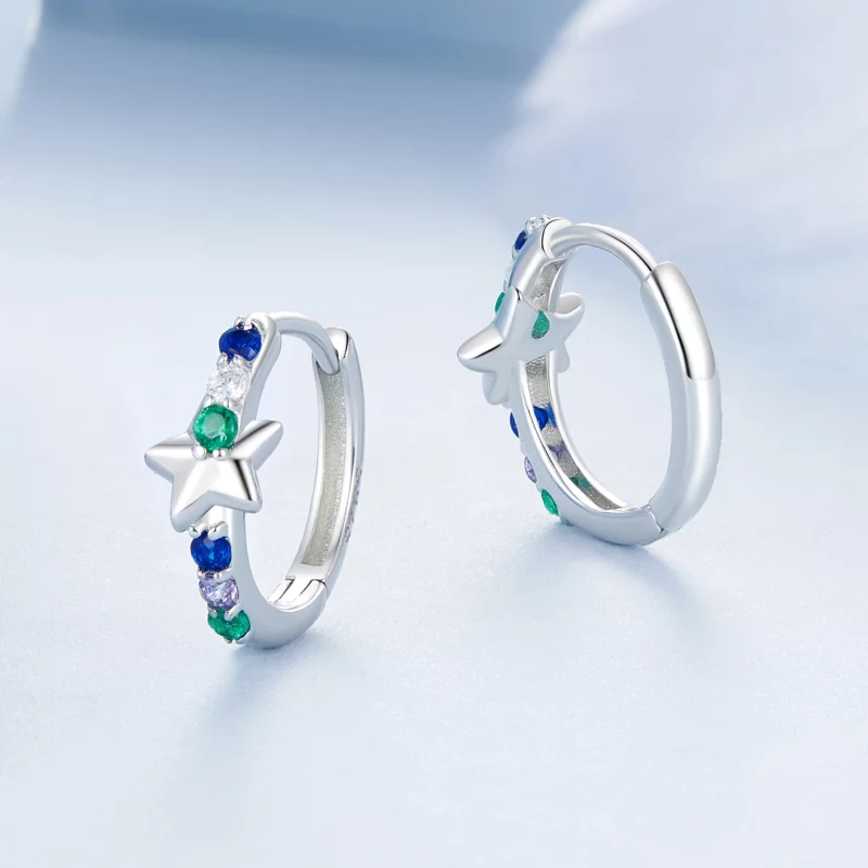 (image pour) PANDORA Style Boucles d'oreilles étoiles colorées - BSE1048 - Afficher 3