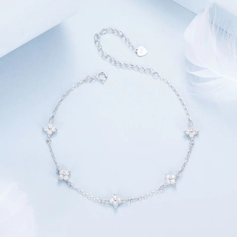 (image pour) PANDORA Style Bracelet de Cheville Trèfle à Quatre Feuilles - BST008 - Afficher 3