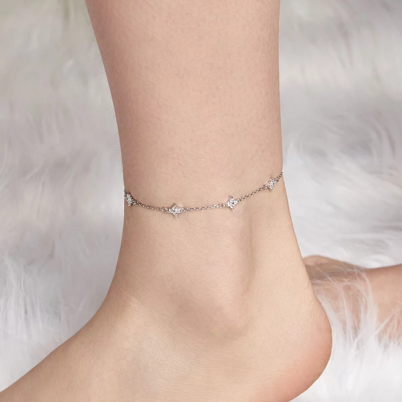 (image pour) PANDORA Style Bracelet de Cheville Trèfle à Quatre Feuilles - BST008 - Afficher 4