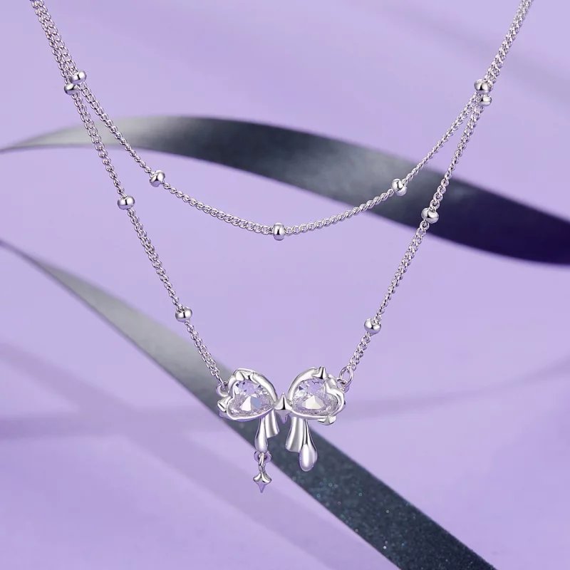 (image pour) PANDORA Style Collier Chaîne avec Nœud Brillant - BSN398 - Afficher 2