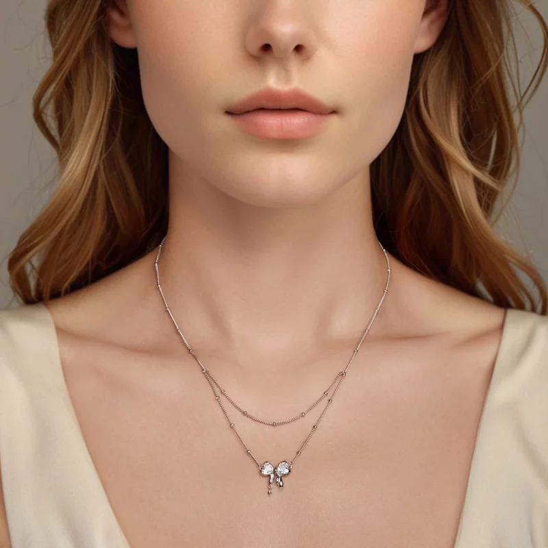 (image pour) PANDORA Style Collier Chaîne avec Nœud Brillant - BSN398 - Afficher 5