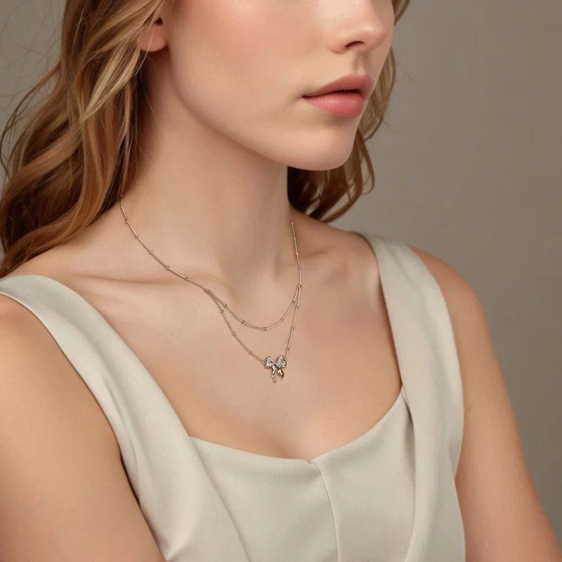 (image pour) PANDORA Style Collier Chaîne avec Nœud Brillant - BSN398 - Afficher 6