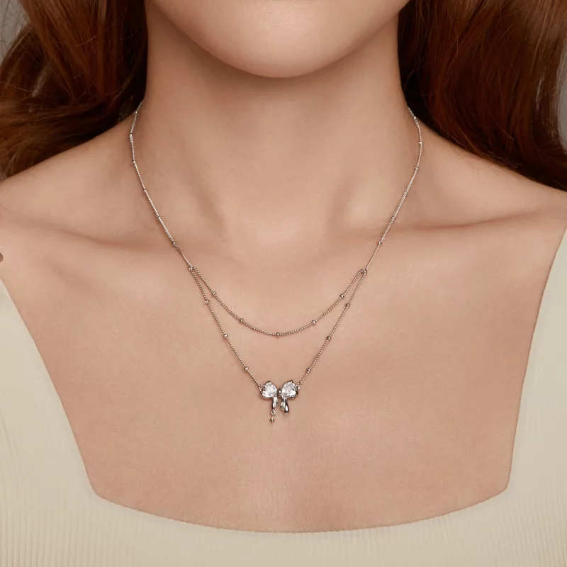 (image pour) PANDORA Style Collier Chaîne avec Nœud Brillant - BSN398 - Afficher 7