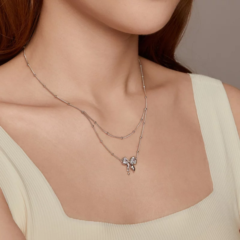 (image pour) PANDORA Style Collier Chaîne avec Nœud Brillant - BSN398 - Afficher 8