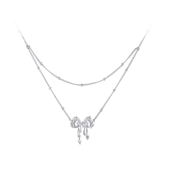 (image pour) PANDORA Style Collier Chaîne avec Nœud Brillant - BSN398