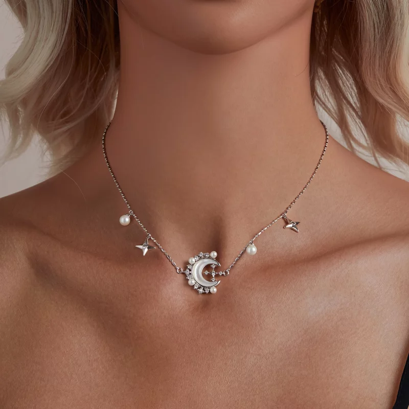 (image pour) PANDORA Style Collier Croissant de Lune - YIN115 - Afficher 5