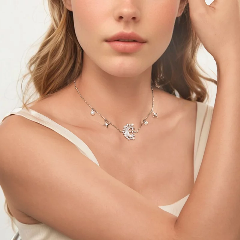(image pour) PANDORA Style Collier Croissant de Lune - YIN115 - Afficher 6