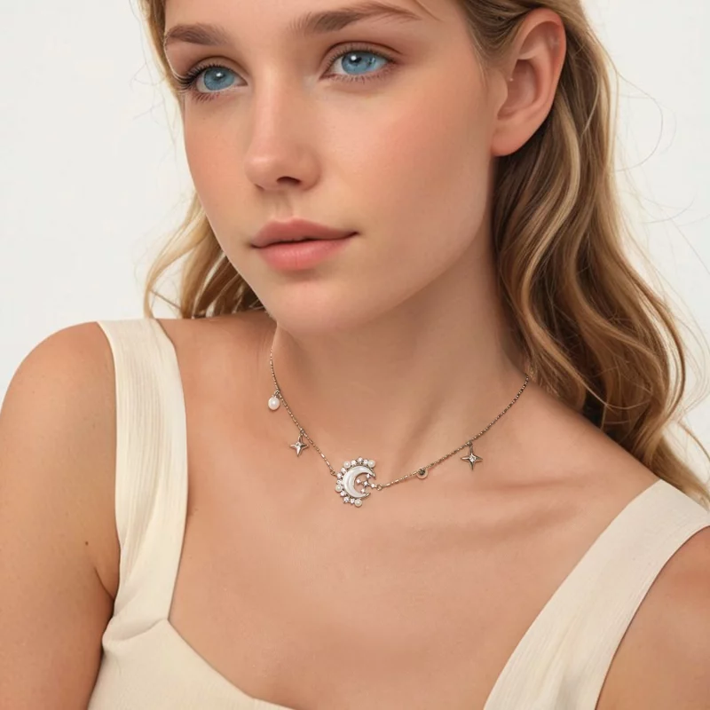 (image pour) PANDORA Style Collier Croissant de Lune - YIN115 - Afficher 7