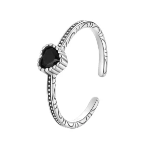 PANDORA Style Cœur des Ténèbres Bague Ouverture Ouverte - SCR1074-E (image pour) PANDORA Style Cœur des Ténèbres Bague Ouverture Ouverte - SCR1074-E