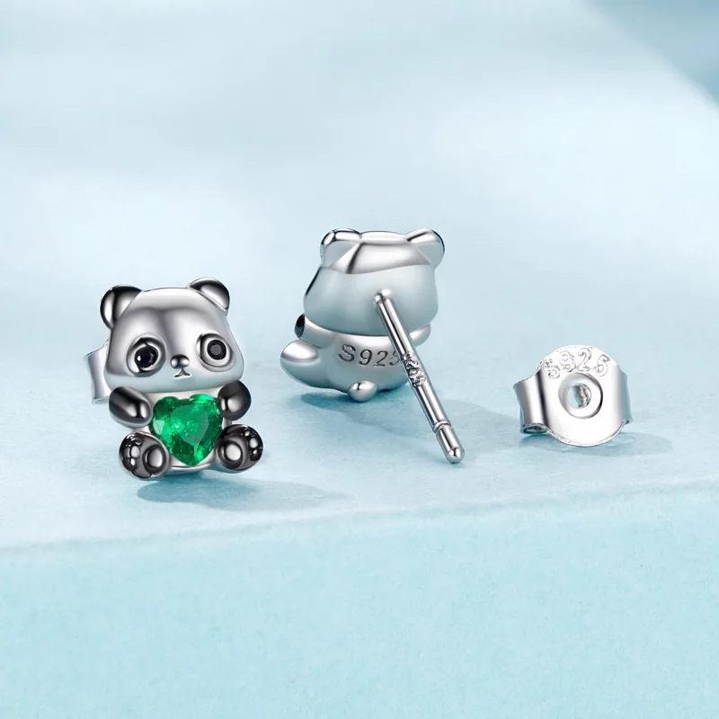 (image pour) PANDORA Style Heart Panda Earrings - SCE1775 - Afficher 2