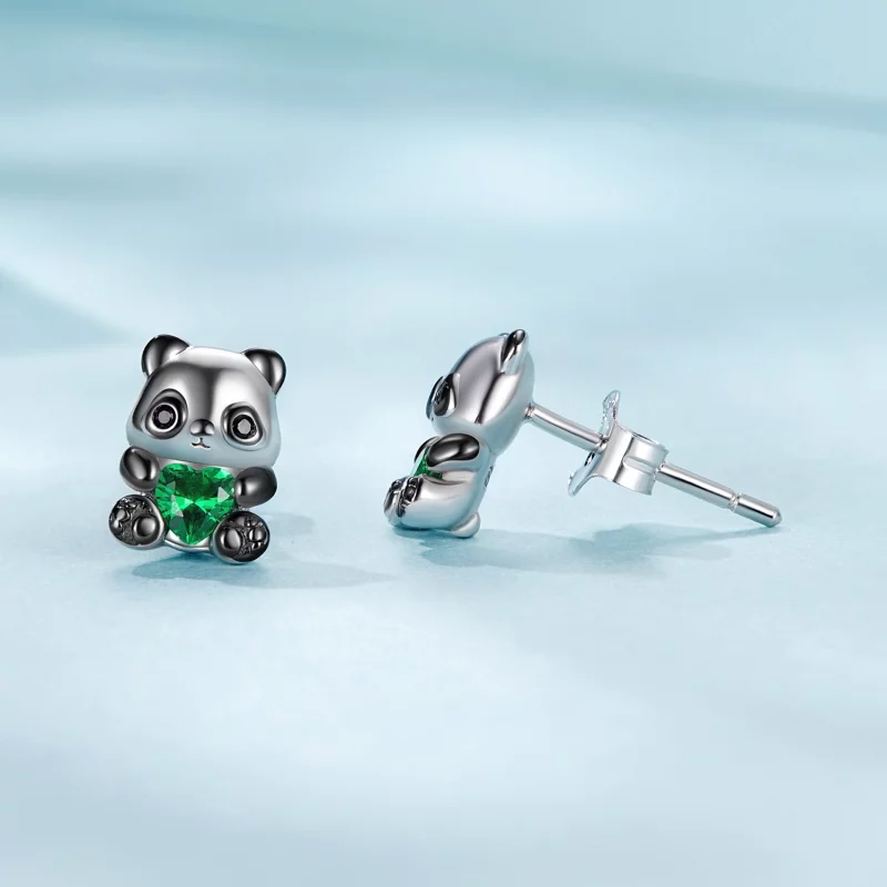 (image pour) PANDORA Style Heart Panda Earrings - SCE1775 - Afficher 4
