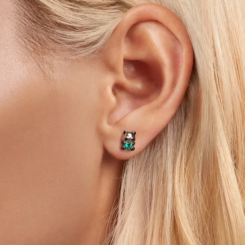 (image pour) PANDORA Style Heart Panda Earrings - SCE1775 - Afficher 5