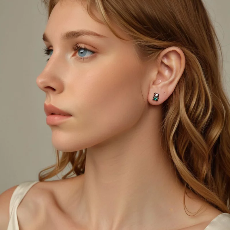 (image pour) PANDORA Style Heart Panda Earrings - SCE1775 - Afficher 7