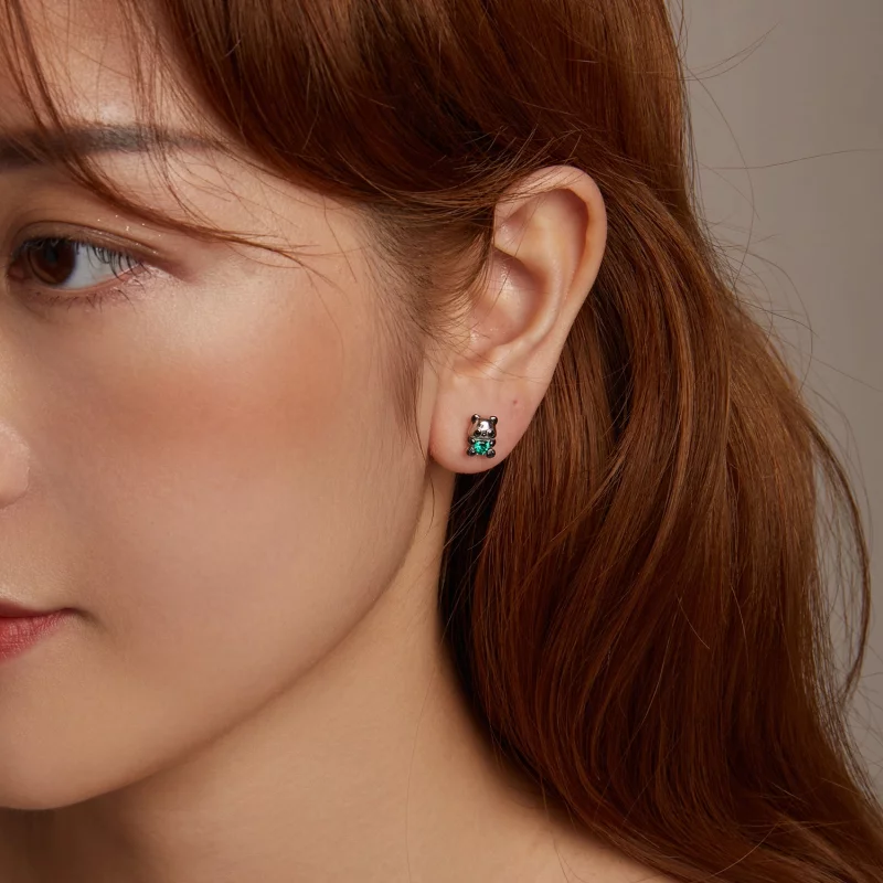 (image pour) PANDORA Style Heart Panda Earrings - SCE1775 - Afficher 10