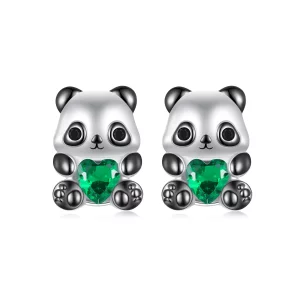 PANDORA Style Heart Panda Earrings - SCE1775 (image pour) PANDORA Style Heart Panda Earrings - SCE1775