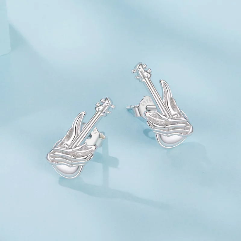 (image pour) PANDORA Style Main Squelette Bass Boucles d'Oreilles - SCE1806 - Afficher 3
