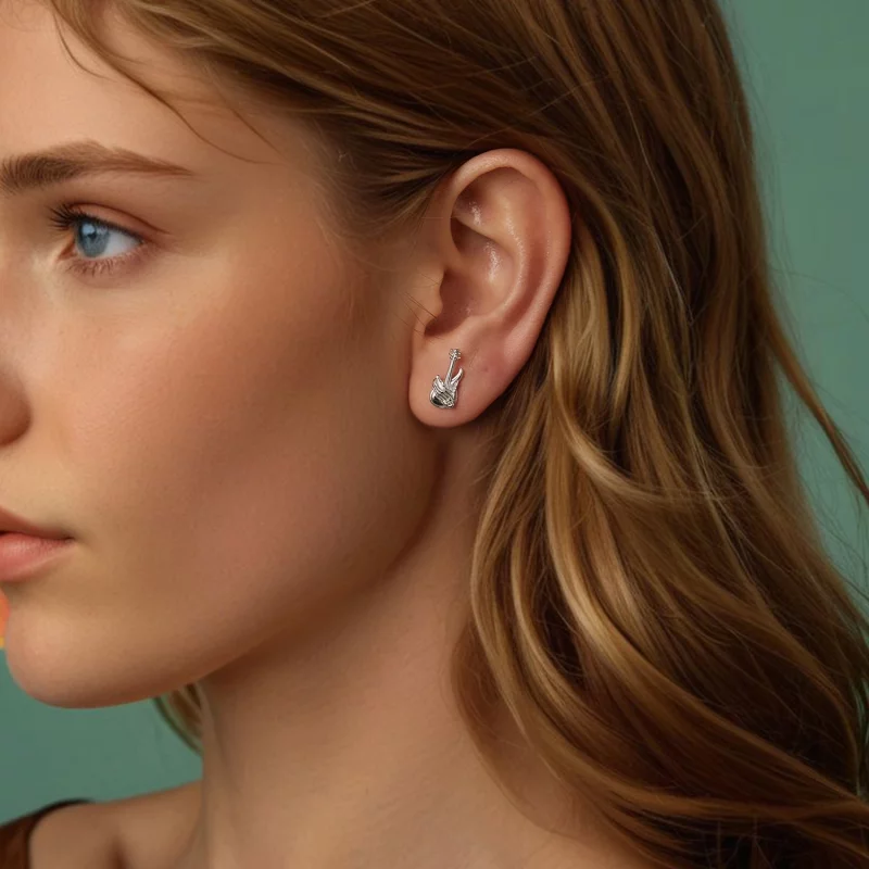 (image pour) PANDORA Style Main Squelette Bass Boucles d'Oreilles - SCE1806 - Afficher 8